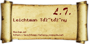 Leichtman Tétény névjegykártya